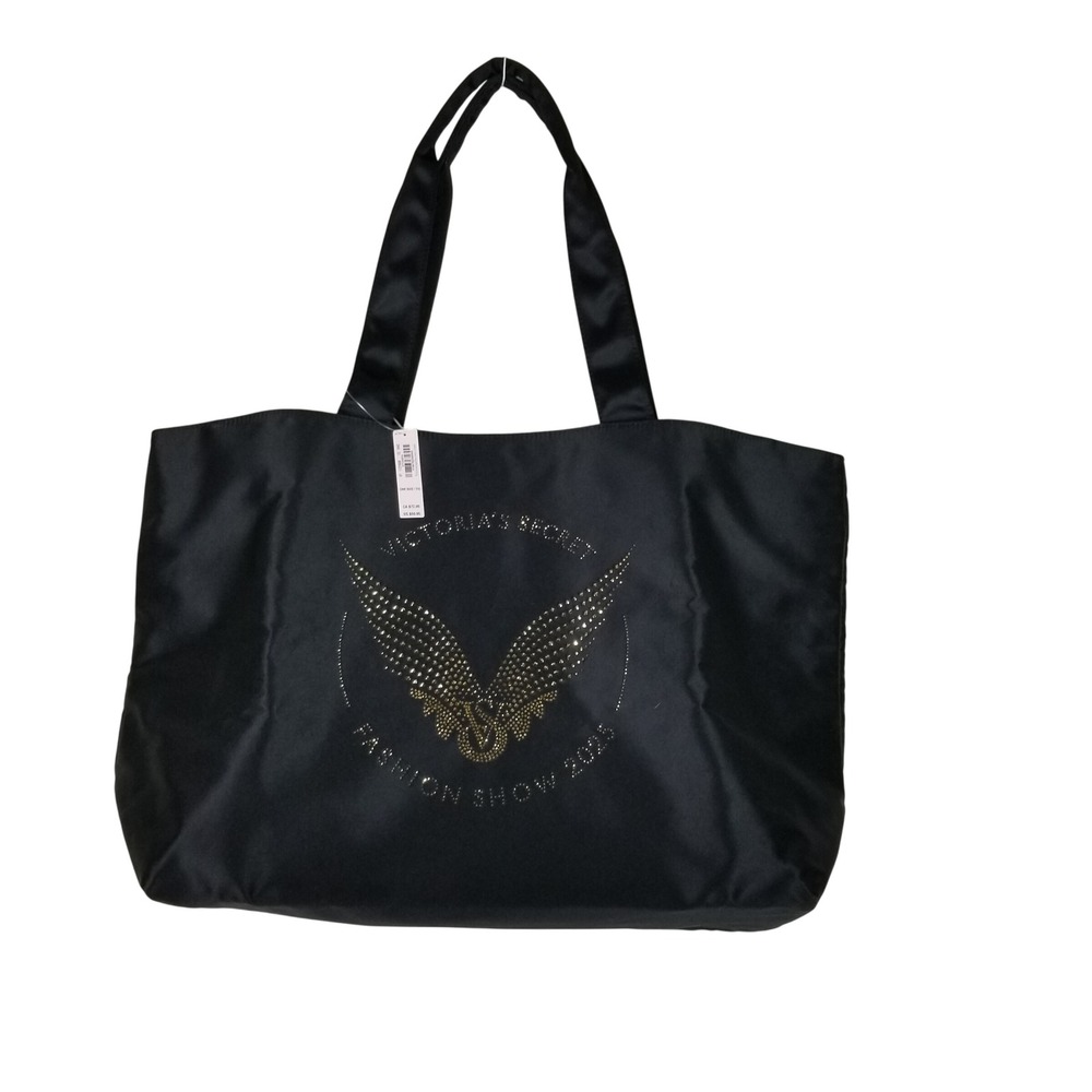 Victoria's Secret Tote Bag Women OS Black 2023 Fashion Show Rhinestone Wings
